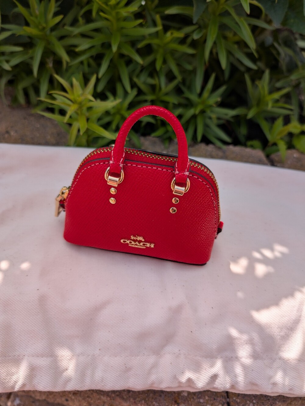 Coach Red Mini Katy bag Charm Satchel with Gold Hardware